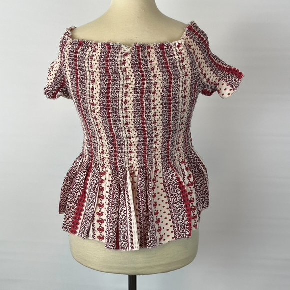 Japna Elastic Off The Shoulder Patterned Blouse Top Shirt ((Size Large)) - Picture 3 of 6